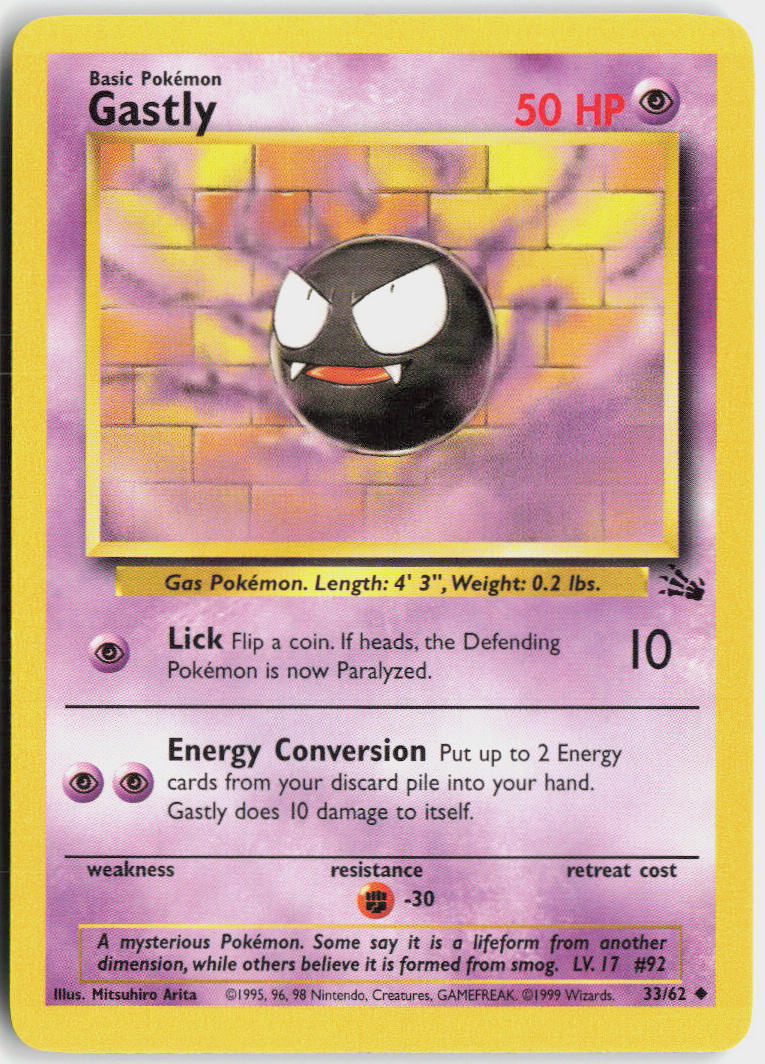 Gastly - Fossil #33/62 - Lightly Played - Normal