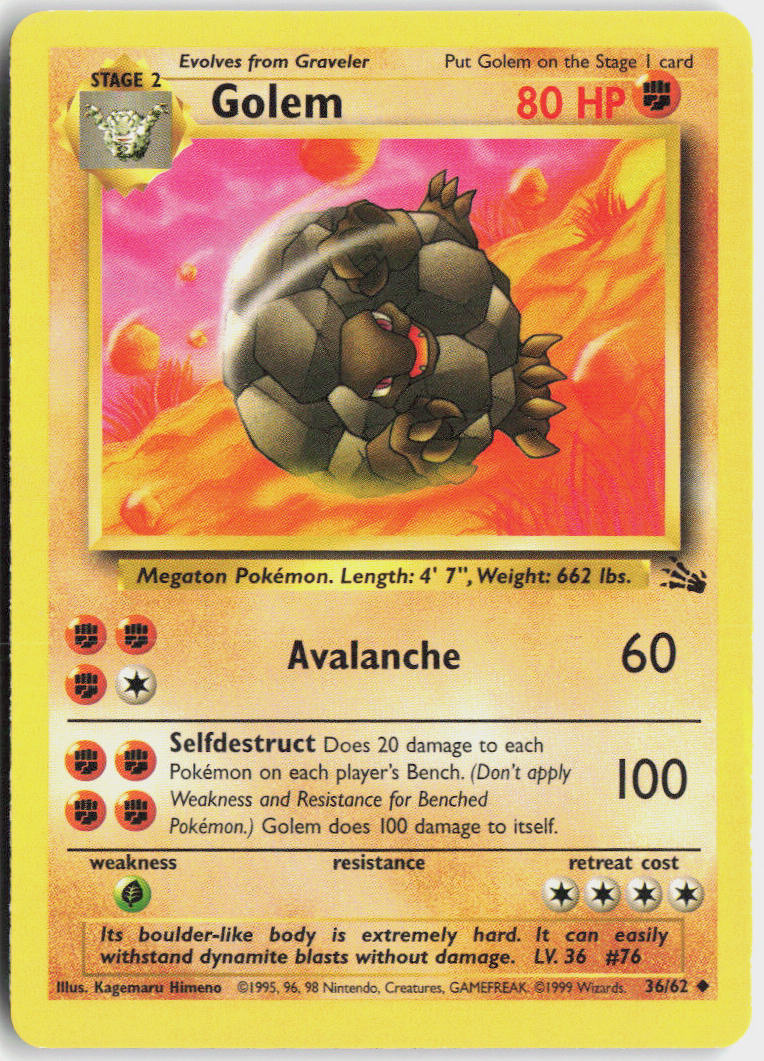 Golem - Fossil #36/62 - Lightly Played - Normal