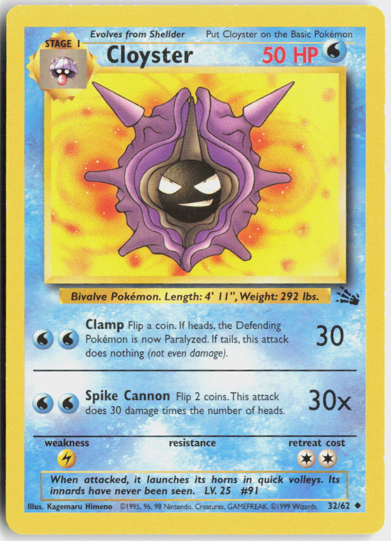 Cloyster - Fossil #32/62 - Lightly Played - Normal