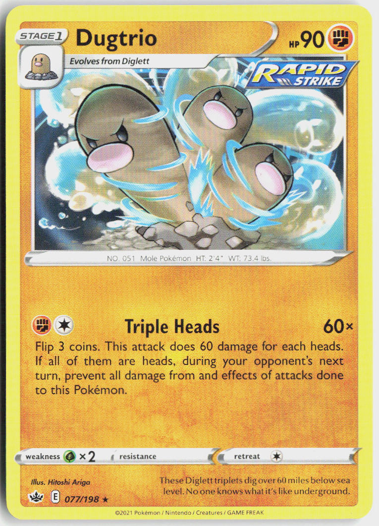 Dugtrio - Chilling Reign #77/198 - Near Mint - Normal