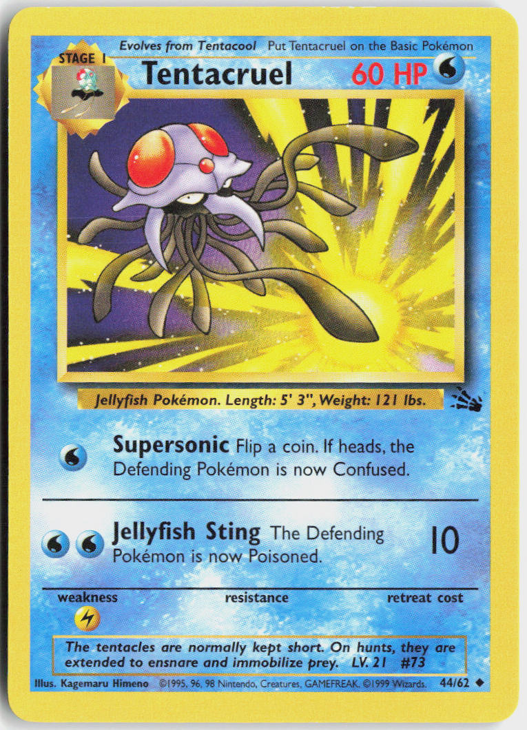 Tentacruel - Fossil #44/62 - Lightly Played - Normal