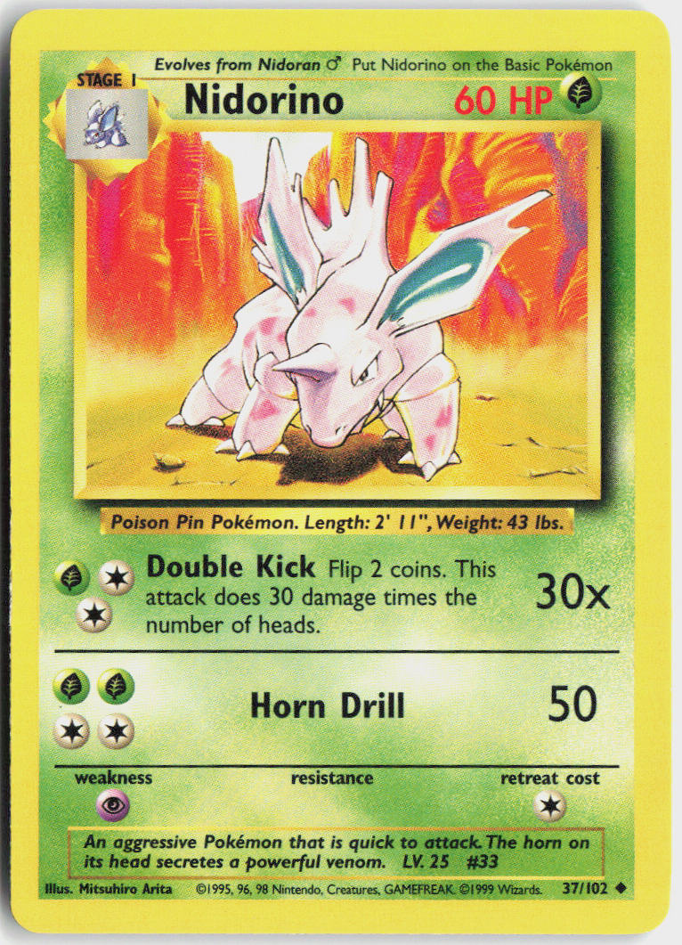 Nidorino - Base Set #37/102 - Lightly Played - Normal