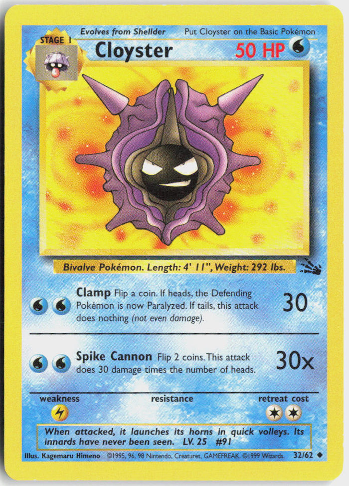 Cloyster - Fossil #32/62 - Lightly Played - Normal