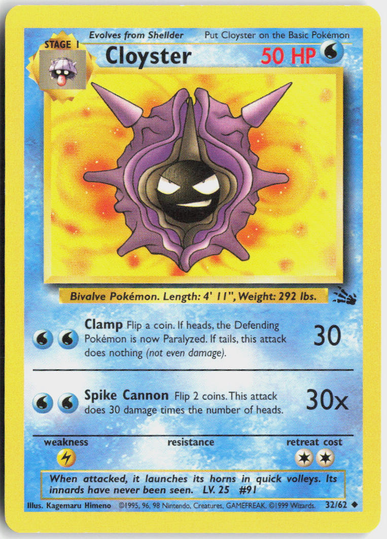 Cloyster - Fossil #32/62 - Lightly Played - Normal