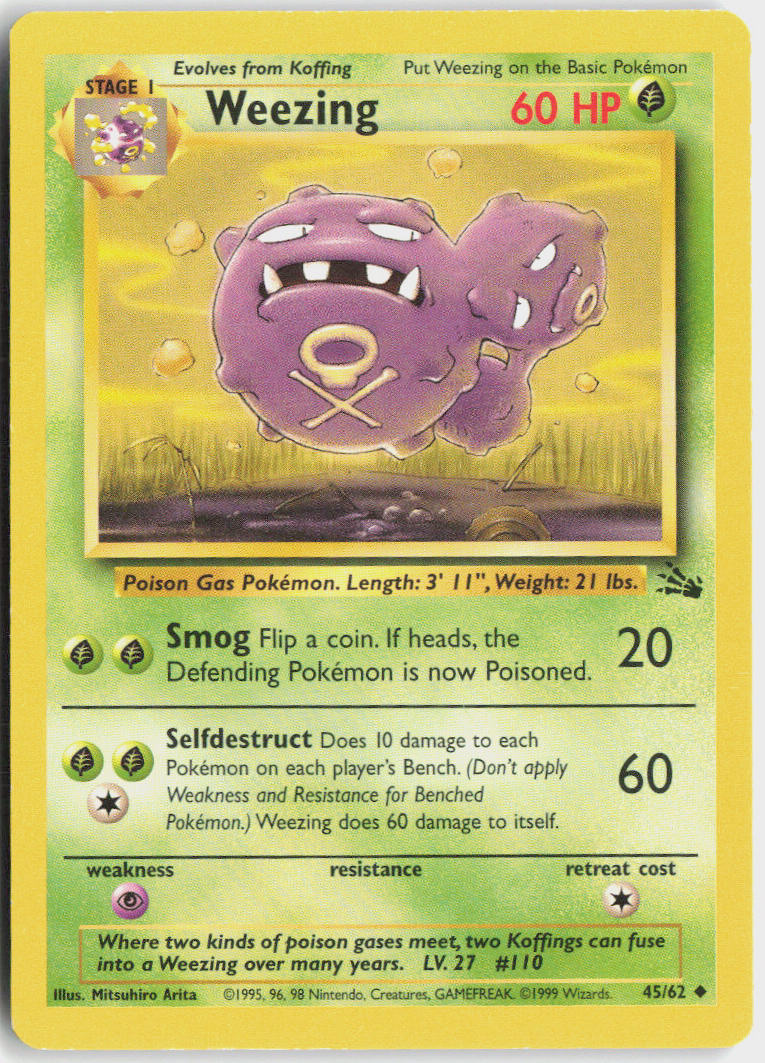 Weezing - Fossil #45/62 - Lightly Played - Normal