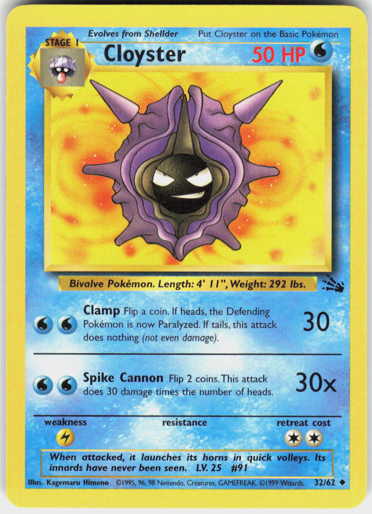 Cloyster - Fossil #32/62 - Lightly Played - Normal