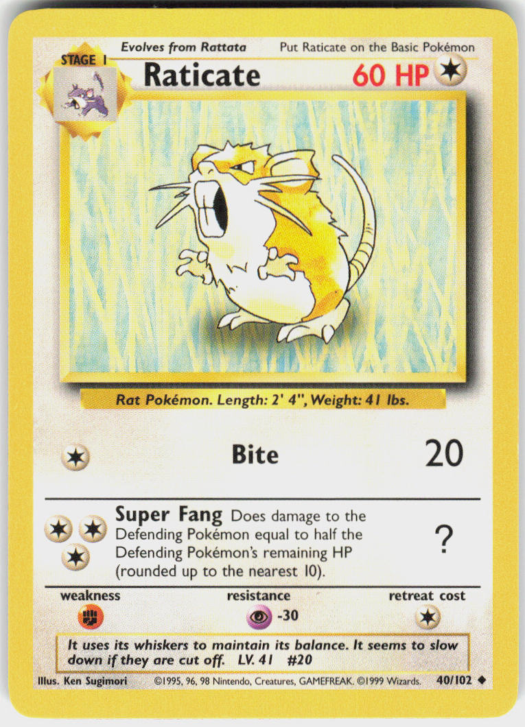 Raticate - Base Set #40/102 - Lightly Played - Normal