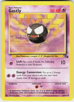 Gastly - Fossil #33/62 - Lightly Played - Normal