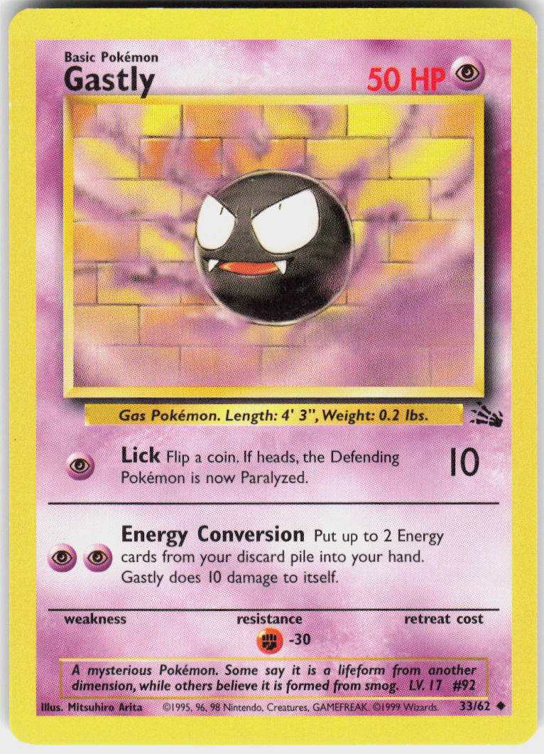 Gastly - Fossil #33/62 - Lightly Played - Normal