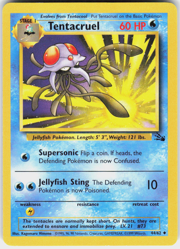 Tentacruel - Fossil #44/62 - Lightly Played - Normal