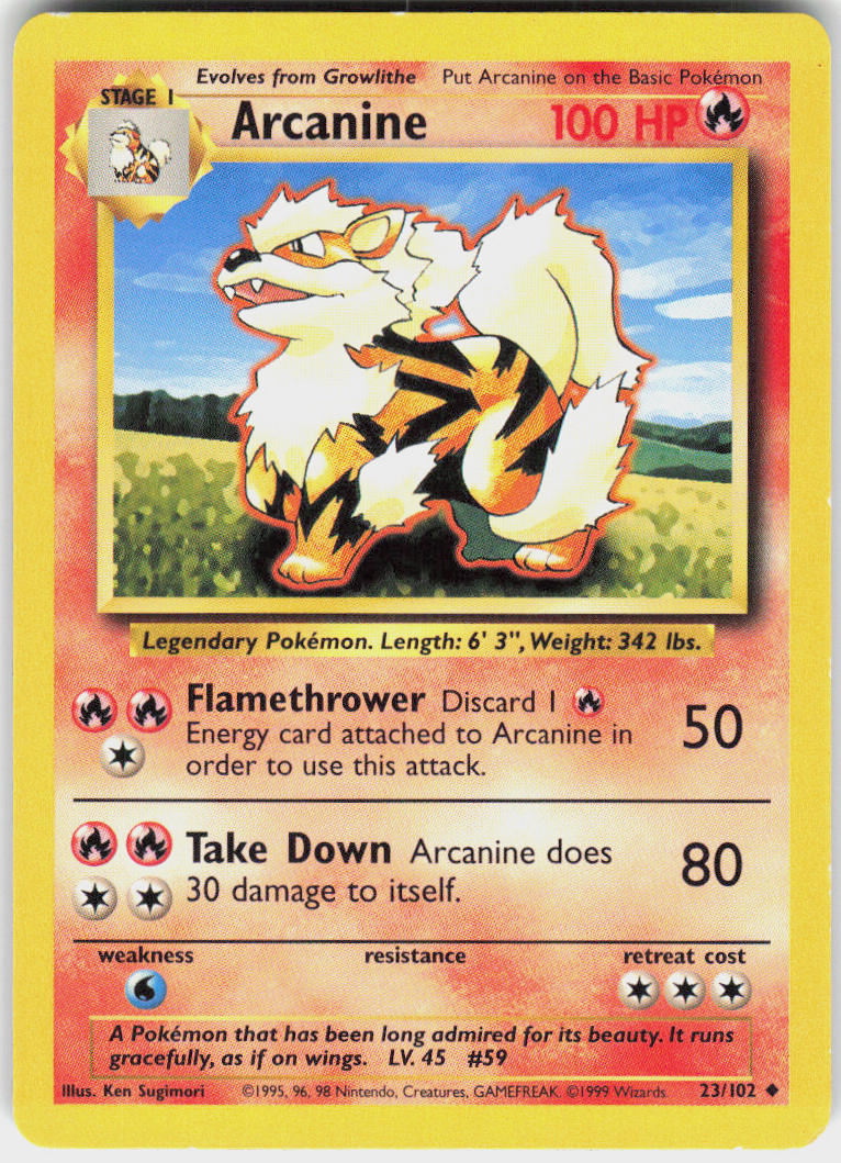 Arcanine - Base Set #23/102 - Lightly Played - Normal