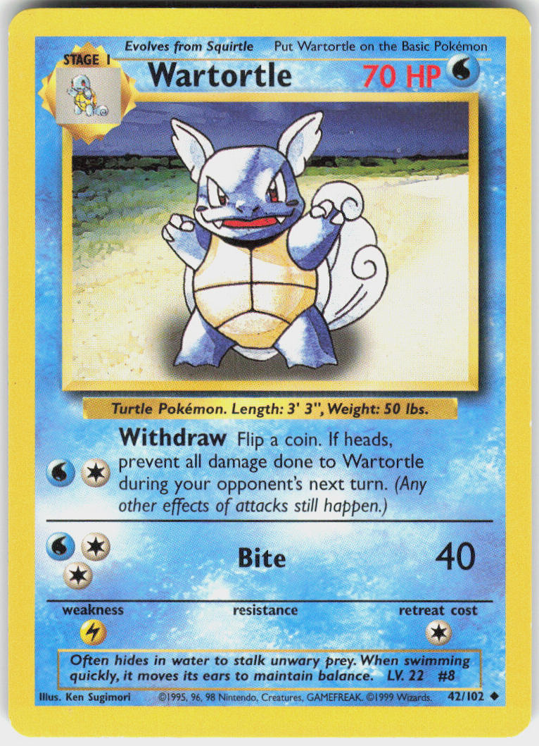 Wartortle - Base Set #42/102 - Lightly Played - Normal