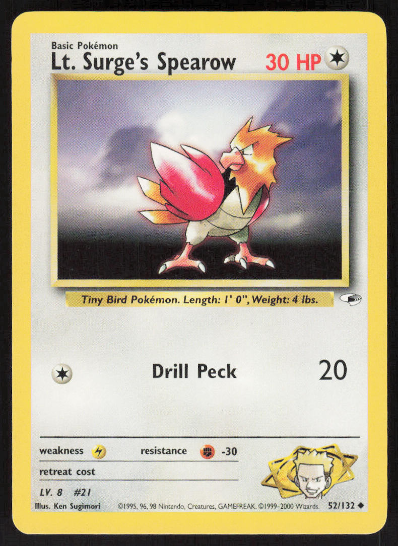 Lt. Surge's Spearow - Gym Heroes #52/132 - Lightly Played - Normal