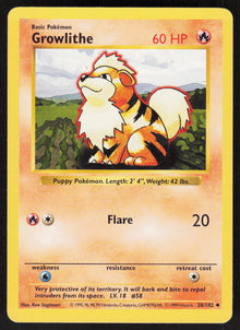 Growlithe - Base Set #28/102 - Lightly Played - Normal