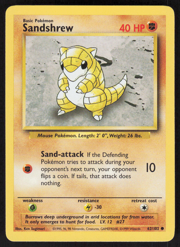 Sandshrew - Base Set #62/102 - Lightly Played - Normal