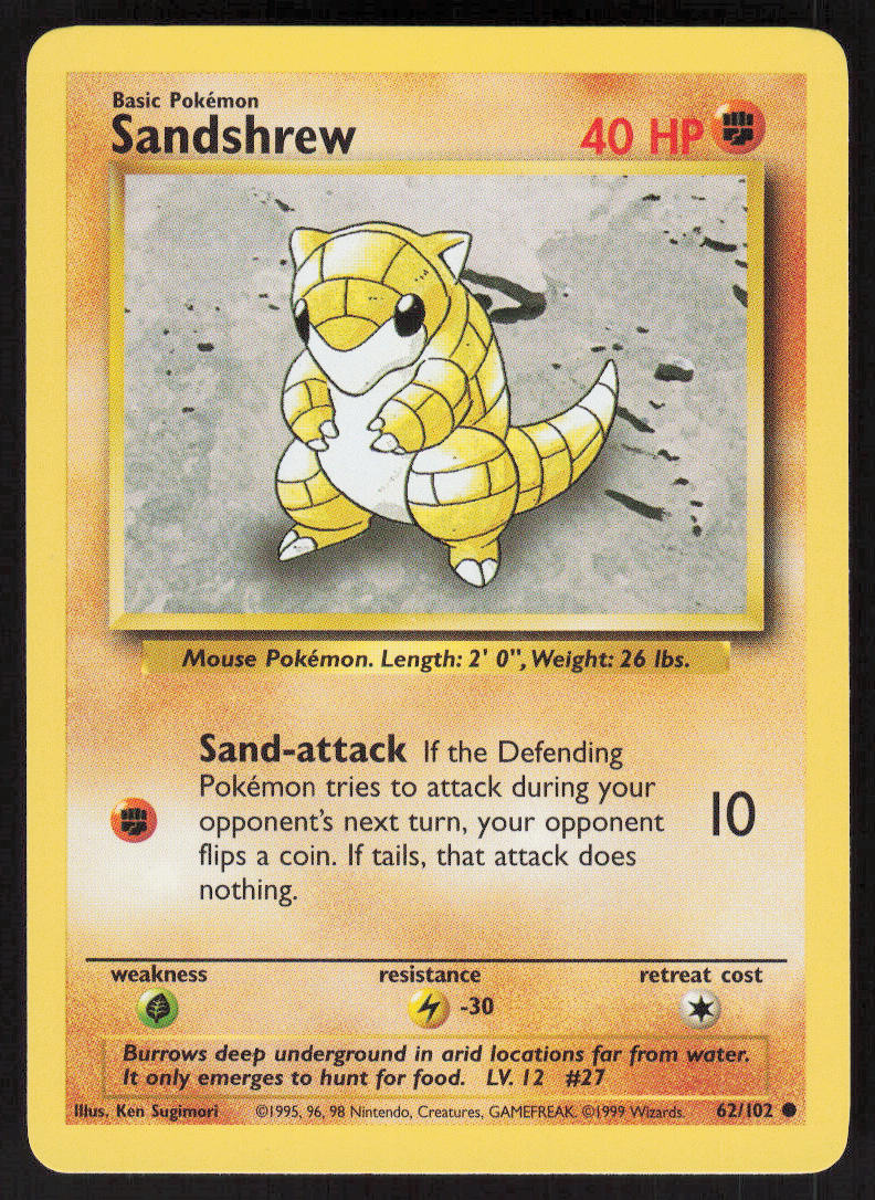 Sandshrew - Base Set #62/102 - Lightly Played - Normal
