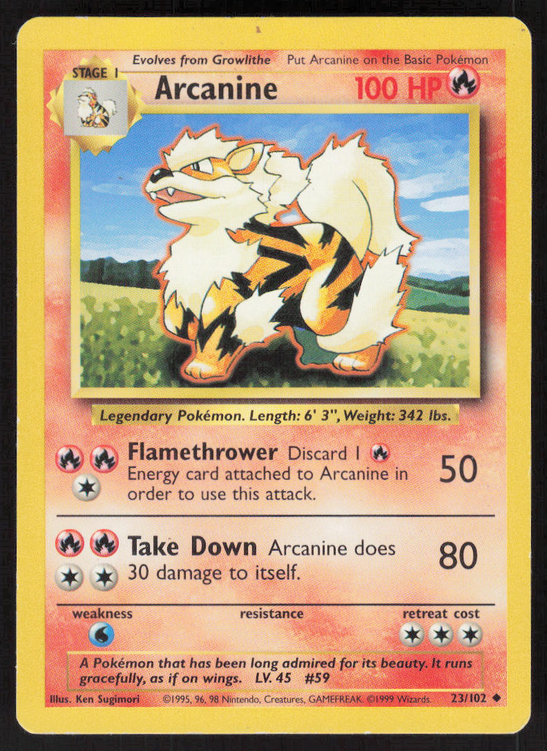 Arcanine - Base Set #23/102 - Lightly Played - Normal