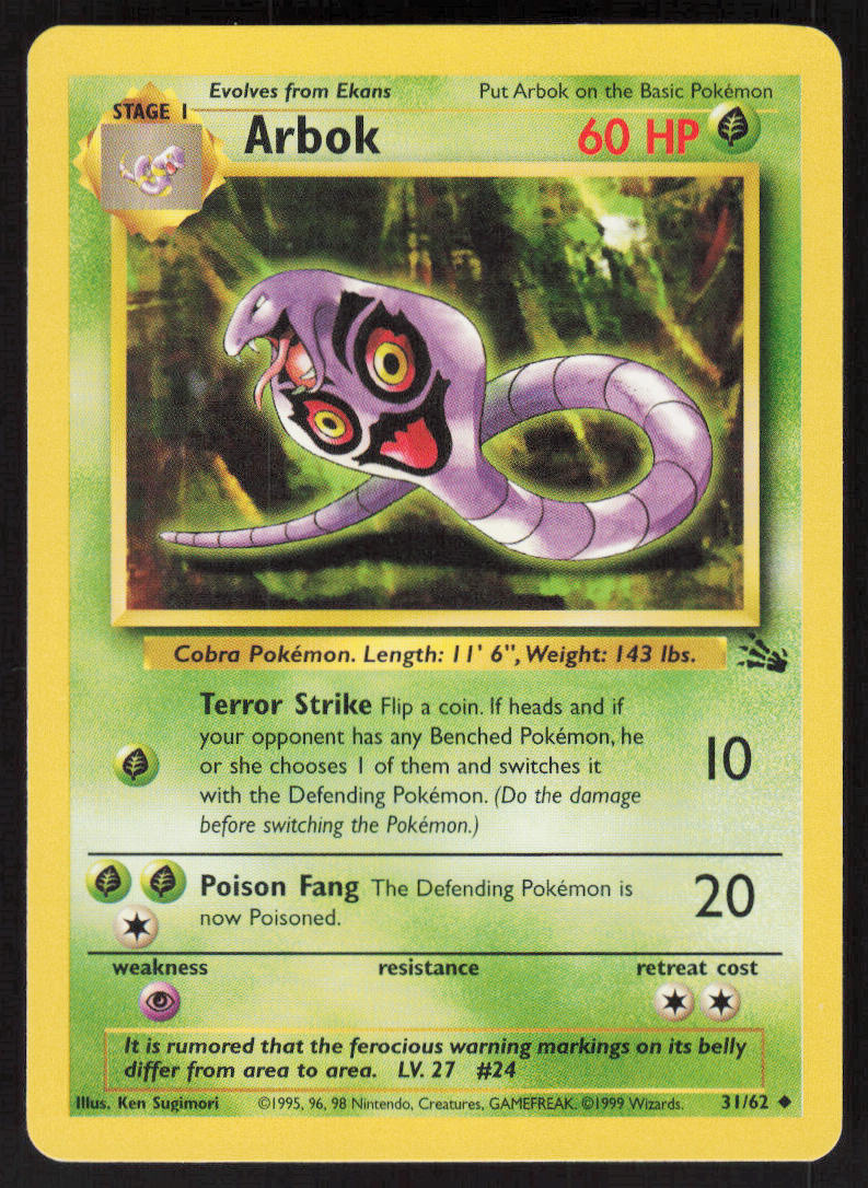 Arbok - Fossil #31/62 - Lightly Played - Normal