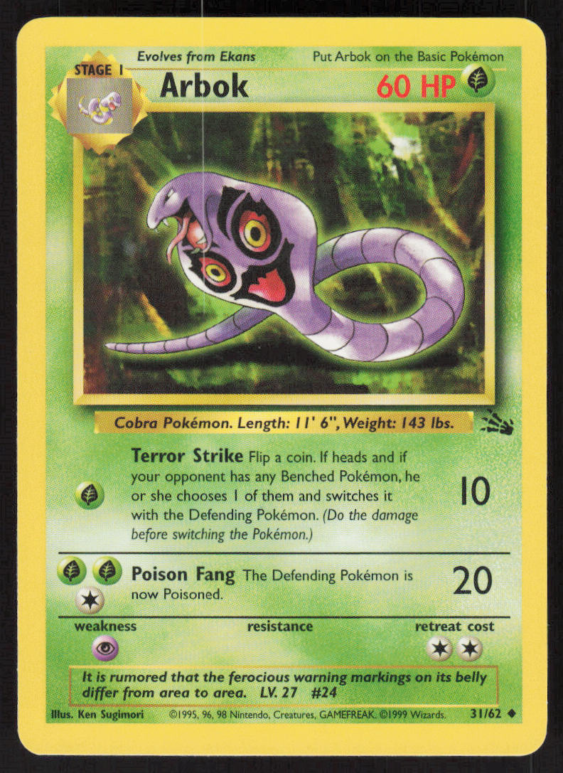 Arbok - Fossil #31/62 - Lightly Played - Normal