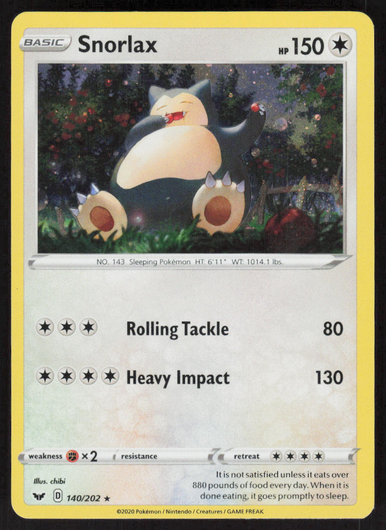 Snorlax - Sword & Shield #140/202 - Near Mint - Holofoil