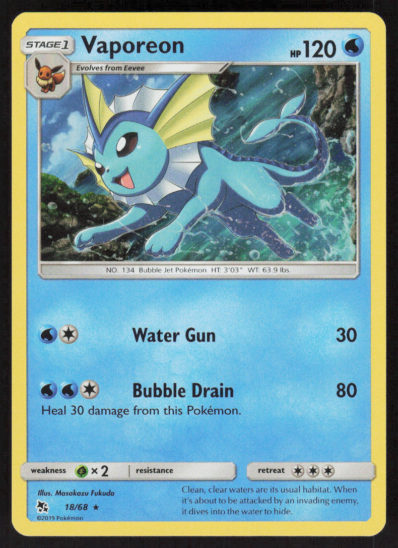 Vaporeon - Hidden Fates #18/68 - Near Mint - Holofoil