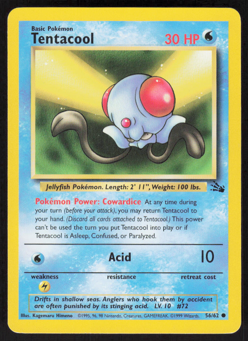 Tentacool - Fossil #56/62 - Lightly Played - Normal