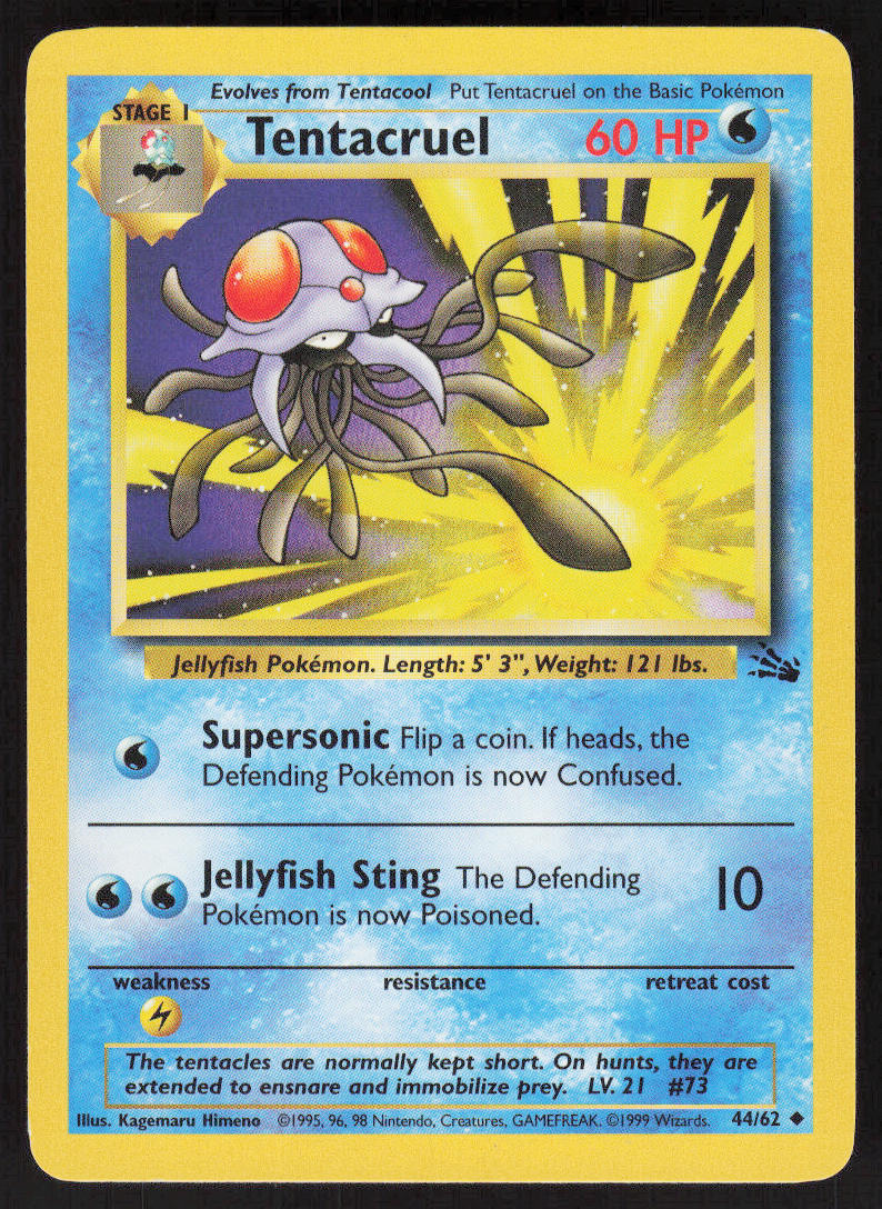 Tentacruel - Fossil #44/62 - Lightly Played - Normal