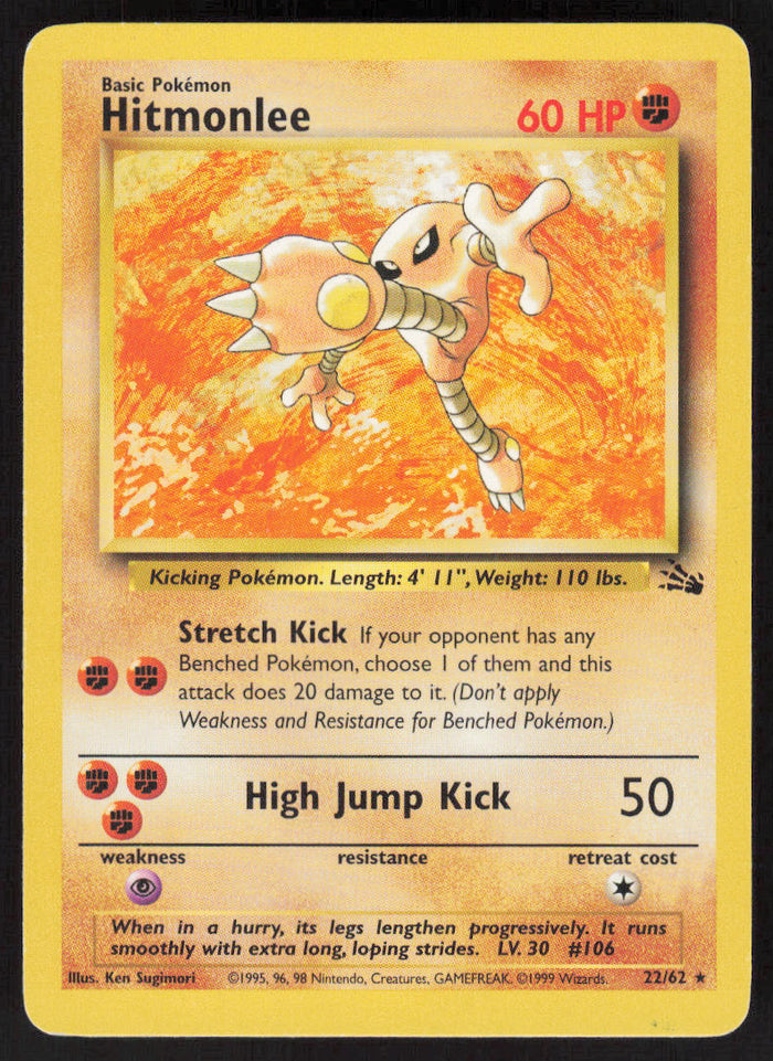 Hitmonlee - Fossil #22/62 - Lightly Played - Normal