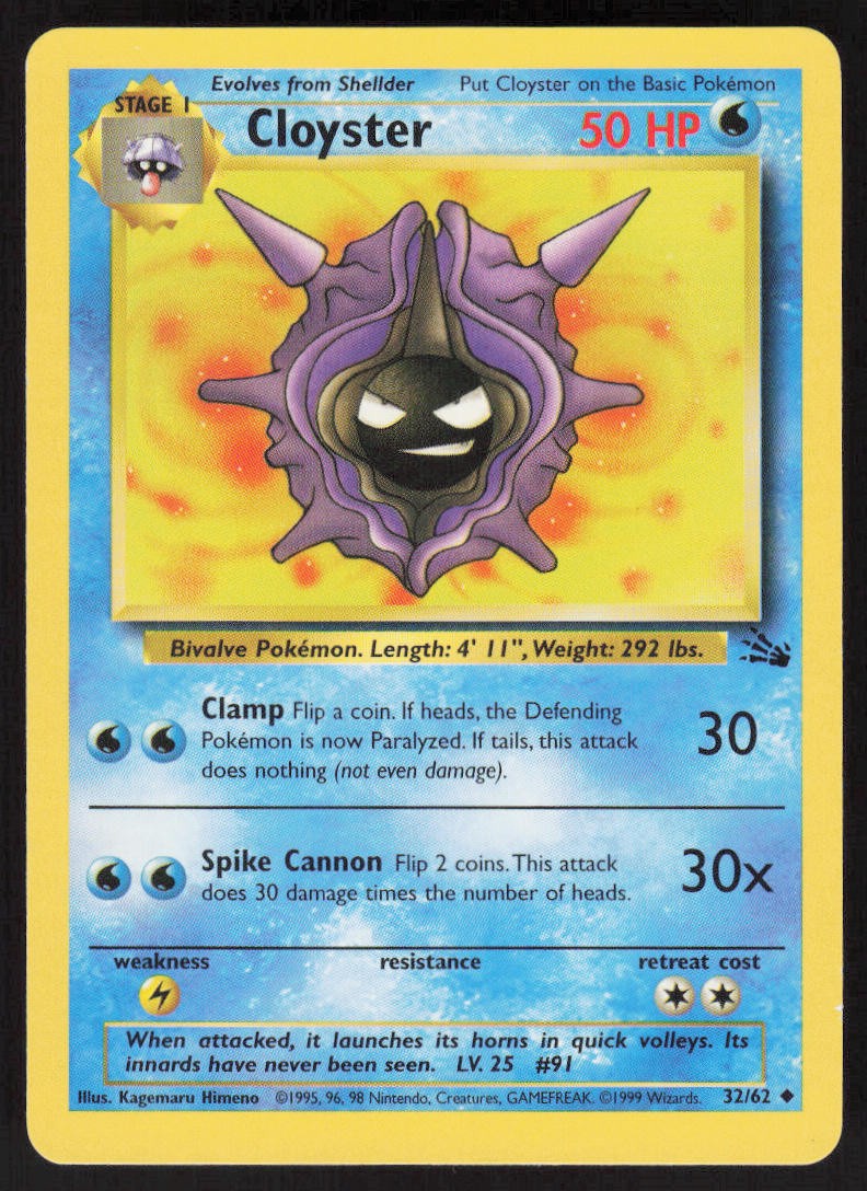 Cloyster - Fossil #32/62 - Lightly Played - Normal