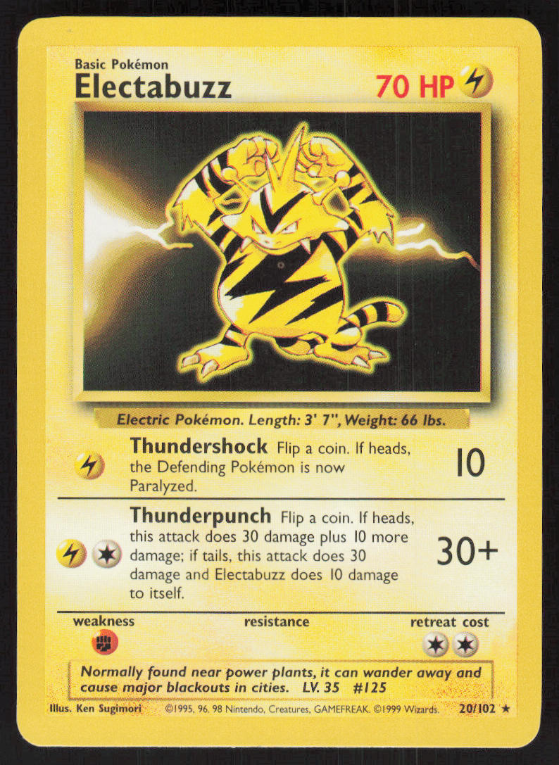 Electabuzz - Base Set #20/102 - Lightly Played - Normal