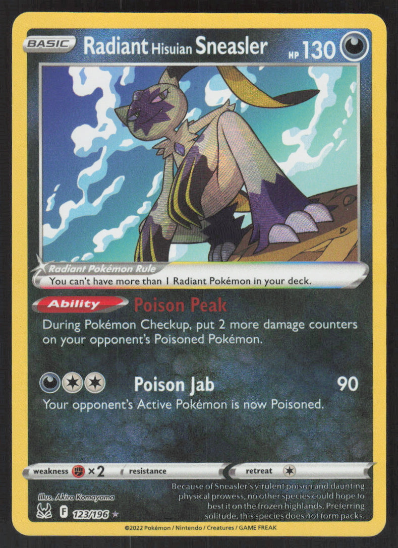 Radiant Hisuian Sneasler #123/196 Holofoil