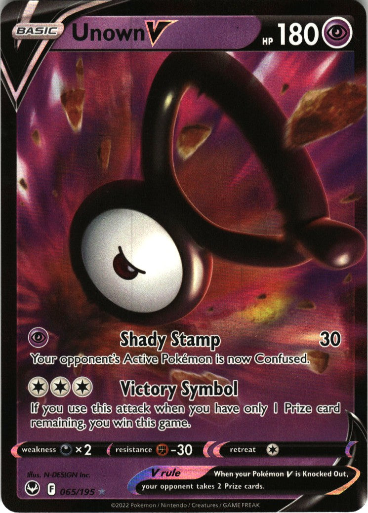 Unown V - Silver Tempest #065/195 - Near Mint - Holofoil