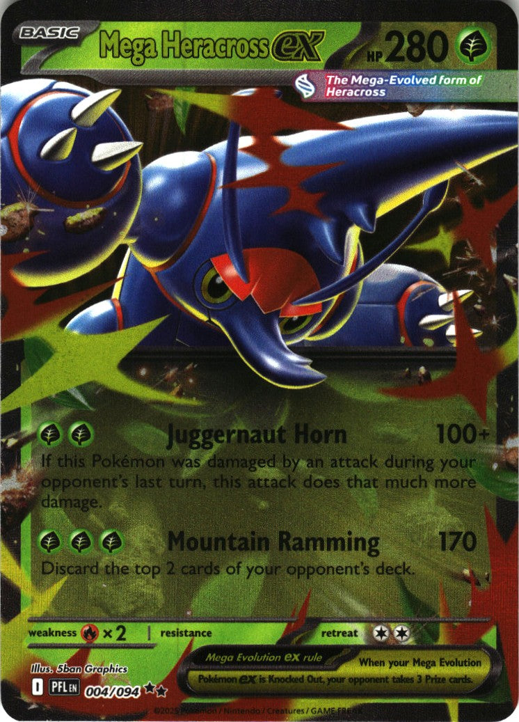 Mega Heracross ex - Phantasmal Flames #004/94 - Near Mint - Holofoil