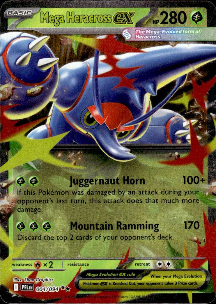 Mega Heracross ex - Phantasmal Flames #4/94 - Near Mint - Normal