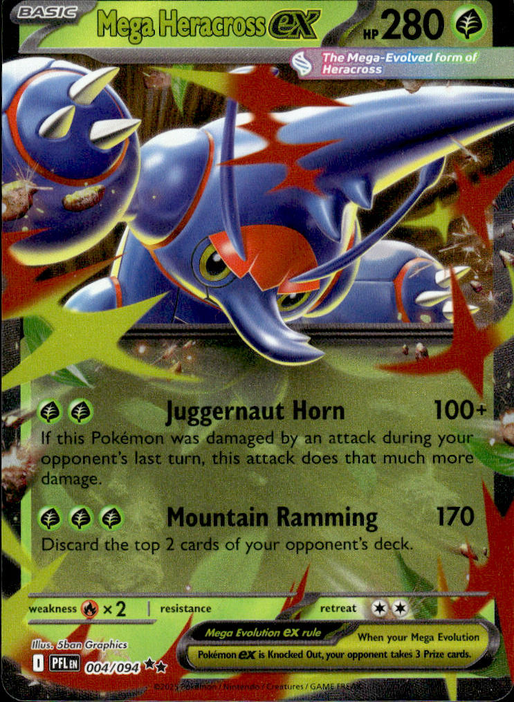 Mega Heracross ex - Phantasmal Flames #4/94 - Near Mint - Normal