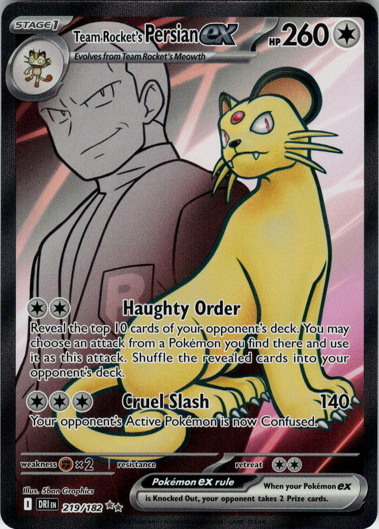 Team Rocket's Persian ex - Destined Rivals #219/182 - Near Mint - Normal
