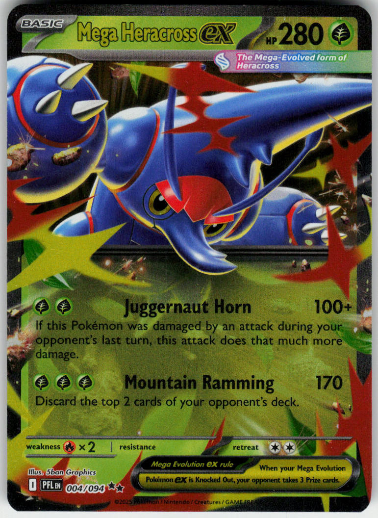 Mega Heracross ex - Phantasmal Flames #004/94 - Near Mint - Normal