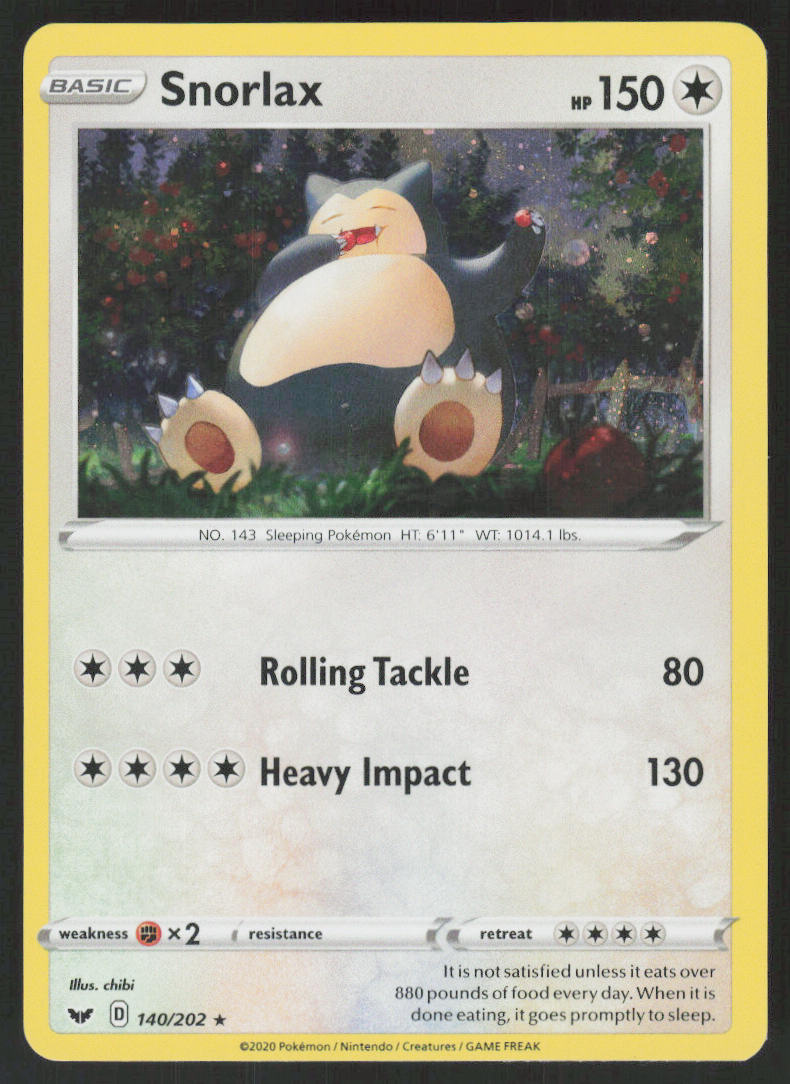 Snorlax - Sword & Shield #140/202 - Near Mint - Holofoil