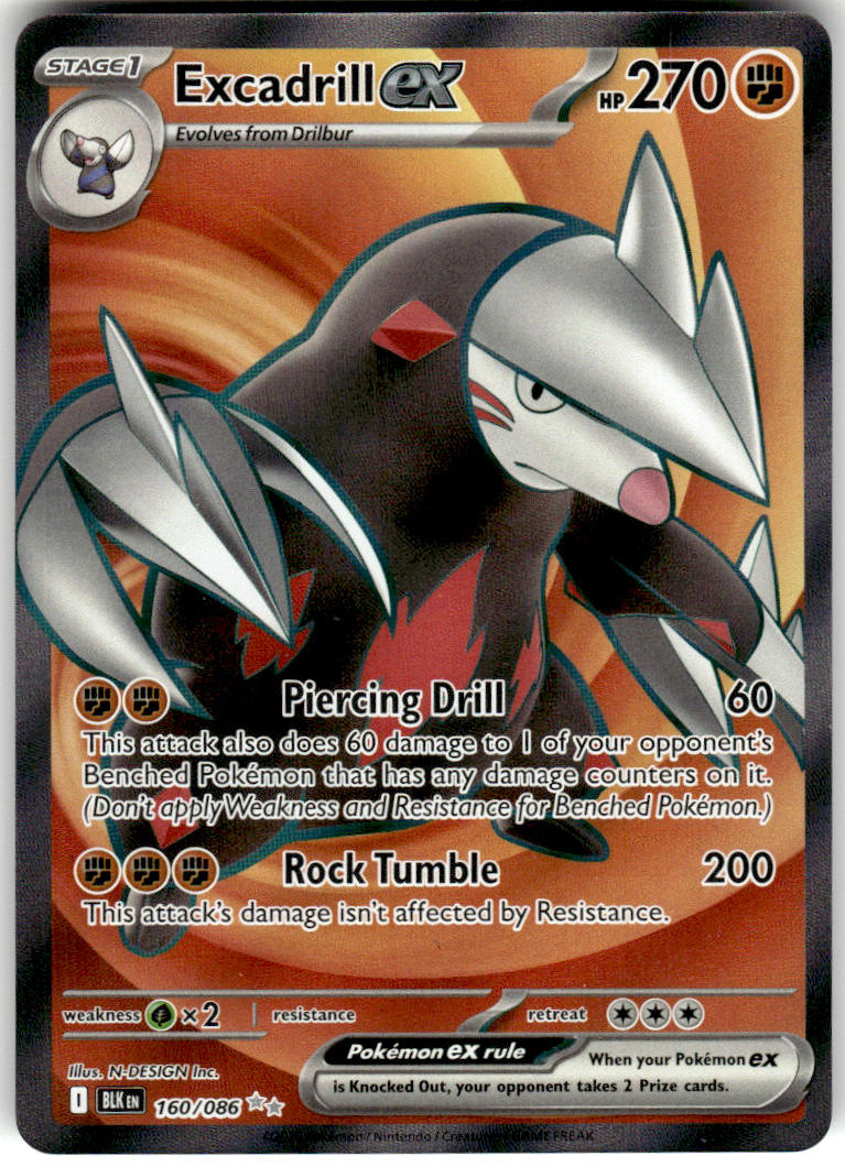 Excadrill ex - Black Bolt #160/86 - Near Mint - Normal